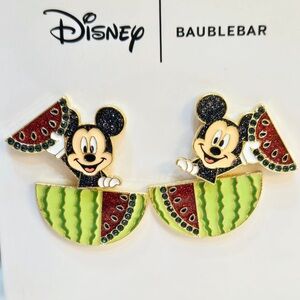 DISNEY Summertime Glittering Mickey Mouse in Watermelon Swing Earrings NEW NWT